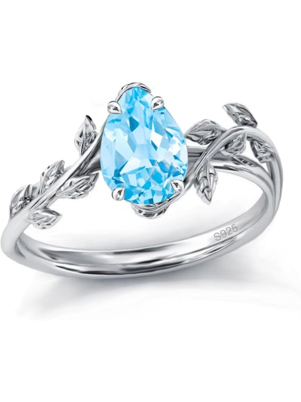 Natural Moss Agate & Opal Birthstone Ring in 925 Sterling Silver - Leaf Design
